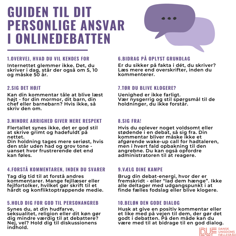 Kan ikke lide nægte Sved Artikel: DUFs ungdomsdelegater deler deres erfaringer med de 10 guidelines  til den gode debat online - Dansk Ungdoms Fællesråd